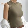 Women's Tank Top Sleeveless Cotton High Neck Crop Top Ribbed Slim Fit Basic Shirt Spring Summer Casual Outfit
