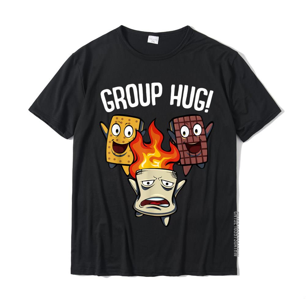 

Group Hug Smores Outdoor Camping Food Funny Dessert T-Shirt Tshirts Faddish Slim Fit Cotton Men Tops Tees Custom XS чорний