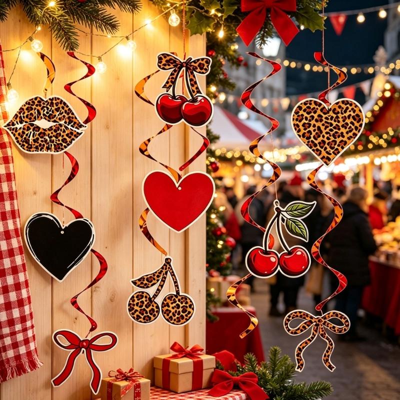 Paper Swirls Hanging Decoration, 10-Piece Fruit and Animal Print Set Requiring No Drilling or Extra Installation Tools for Temporary Displays