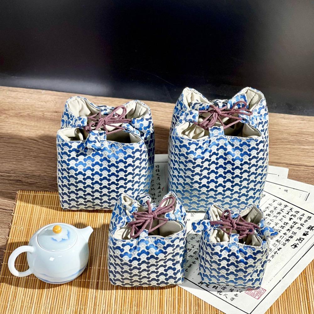 

Chinese Style Teacup Drawstring Cloth Pouch Embroidered Teaware Storage Bag Brocade Bag Purse XS-Style 7