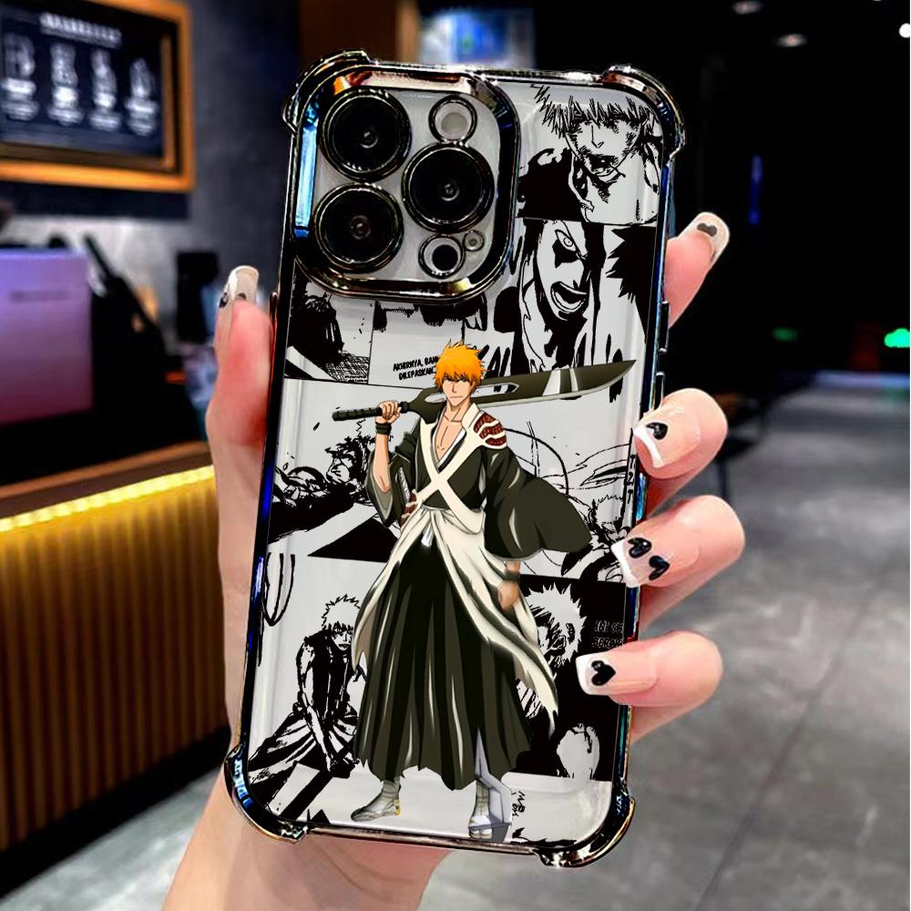 Luxury Anime Cool BLEACHS Plating Phone Case For Xiaomi Redmi A3 14C 13C 12C K50 A1 Note 14 13 12 11 10 Pro Plus 4G 5G Anti Fall