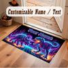 Dinosaur Theme Soft Crystal Velvet Rug Custom Name & Text Print Non Slip Floor Rug for Bedroom Living Room