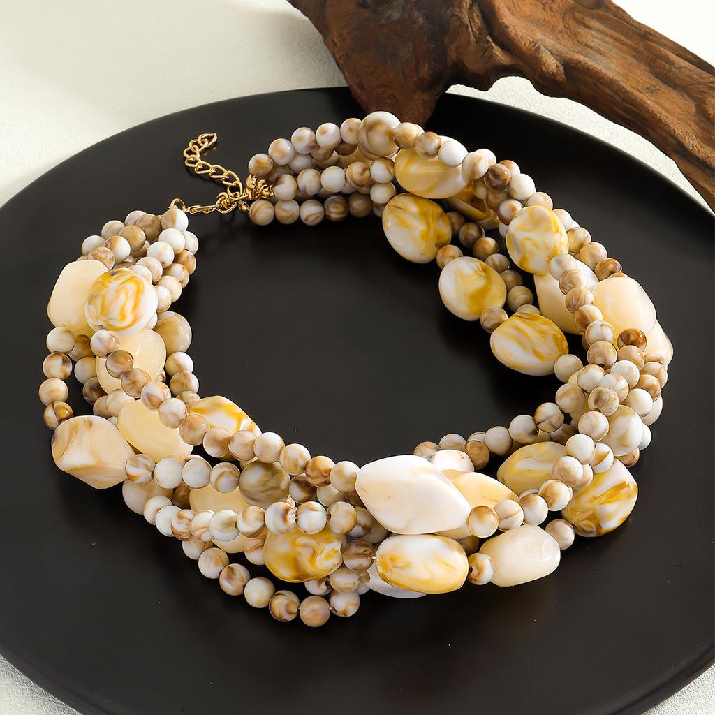 Fashion, hand-beaded multi-layer necklace, personality trend, boho style, layered collarbone chain, daily casual