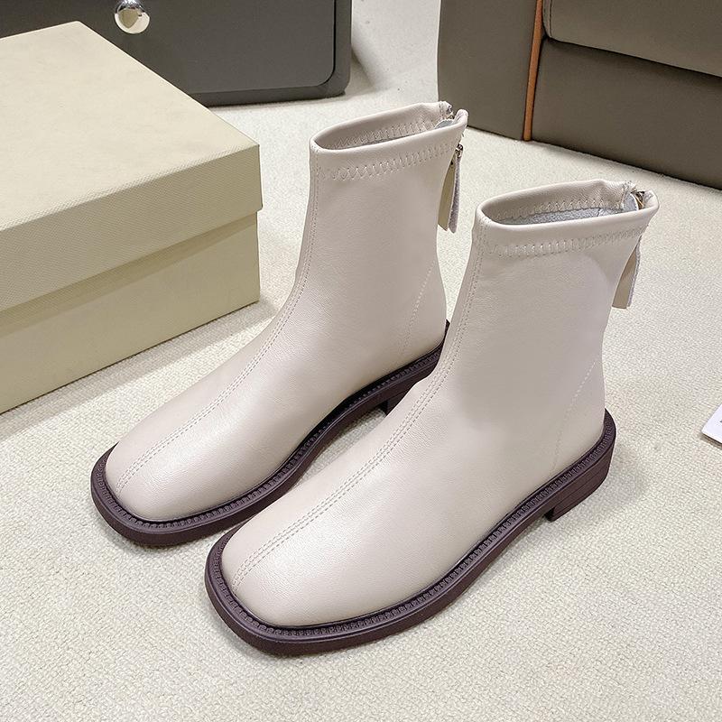 European and American Martin boots children thick heel soft leather bare boots with thin boots British style short boots