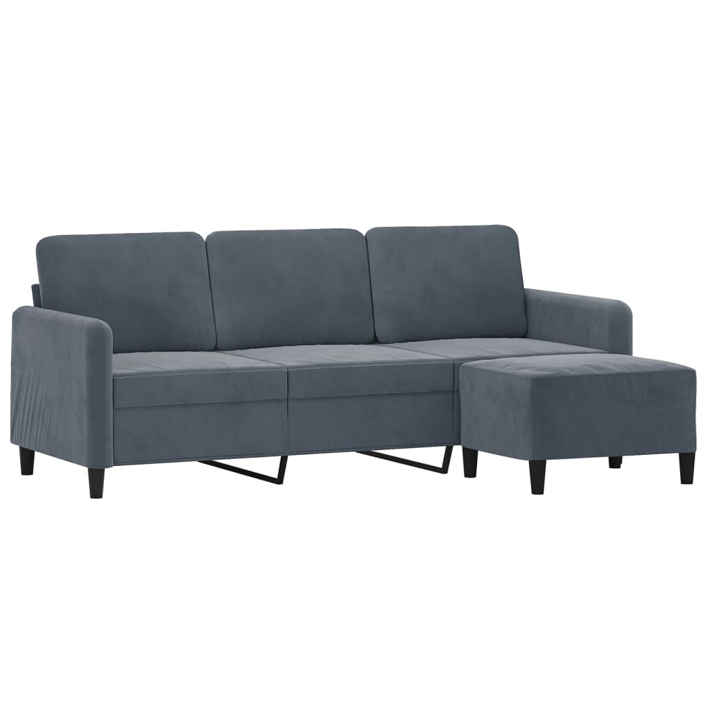 Vidaxl 3-Osobowa Sofa Z Podnóżkiem, Ciemnoszary, 180 Cm, Aksamit