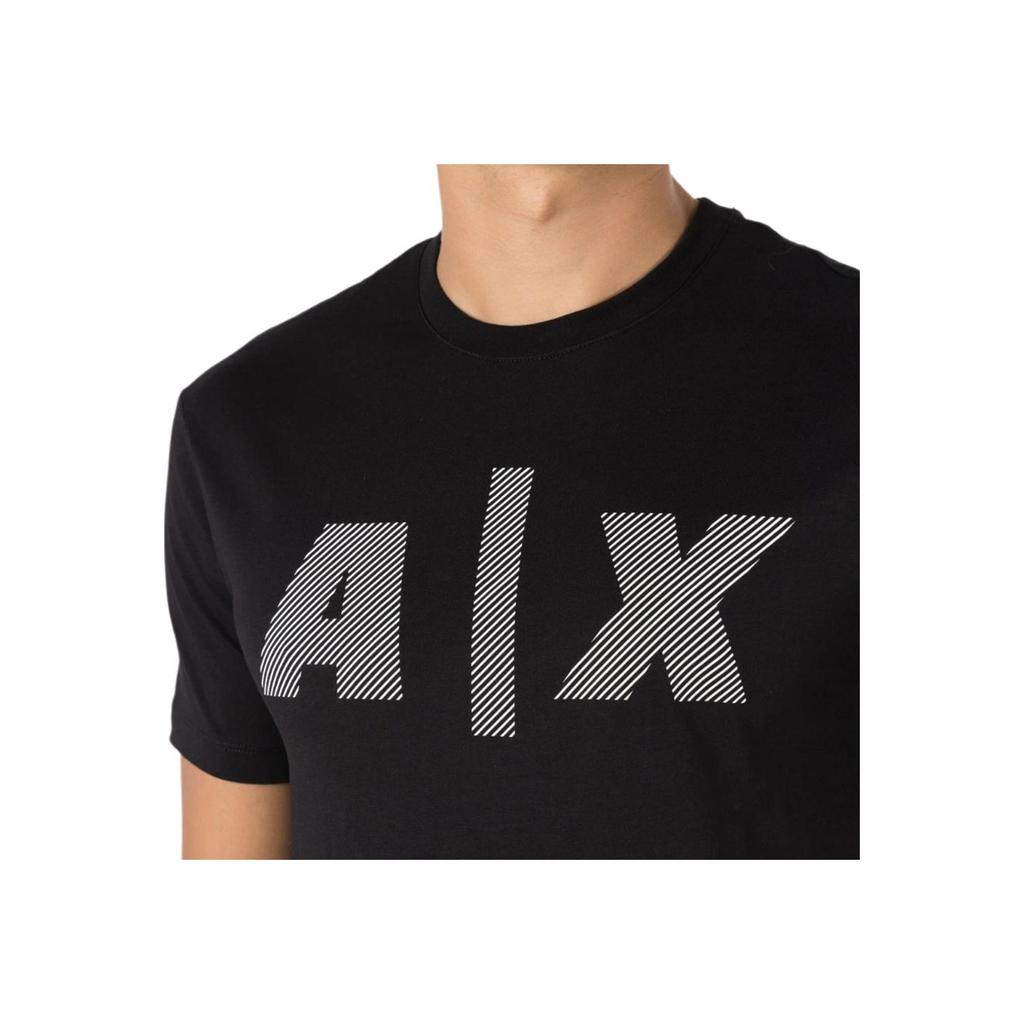 Armani Exchange SS23 Logo Print Round Neck Short Sleeve T-Shirt Men Tops Black 3RZTFF-ZJH4Z-1200