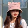 Korean Cartoon Cat Ears Women Bucket Hat Spring Summer Kawaii Beach Tour Sun Visor Hats Wide Brim Y2K Cotton Panama Cap