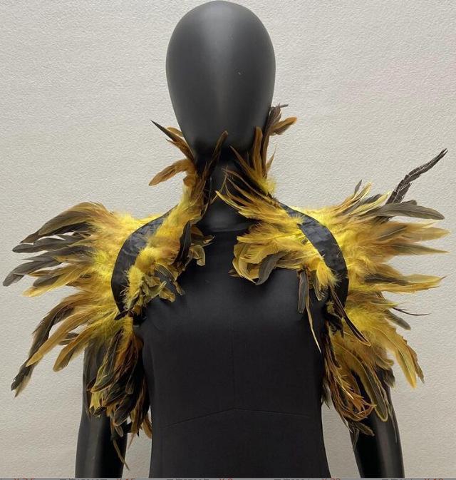 Feather Shawl & Cape: Elegant Faux Collar Vest and Scarf Combo