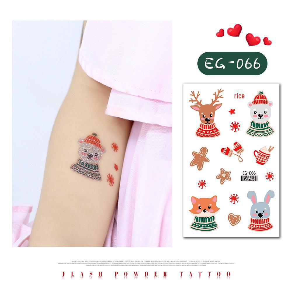 "Ruikalong Waterproof Christmas Snowflake Cartoon Glitter Tattoo Stickers for Kids"