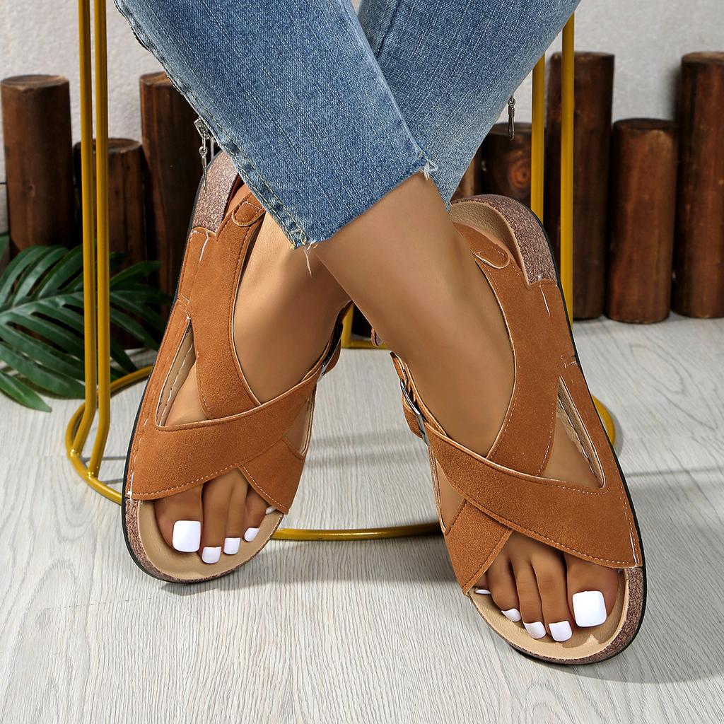 Fashion Classic Fashion Soft Thick Sole Cork Summer Beach Shoes Home Open Toe Flat Shoes 2025 Retro Lightweight New Women Cork Sandals