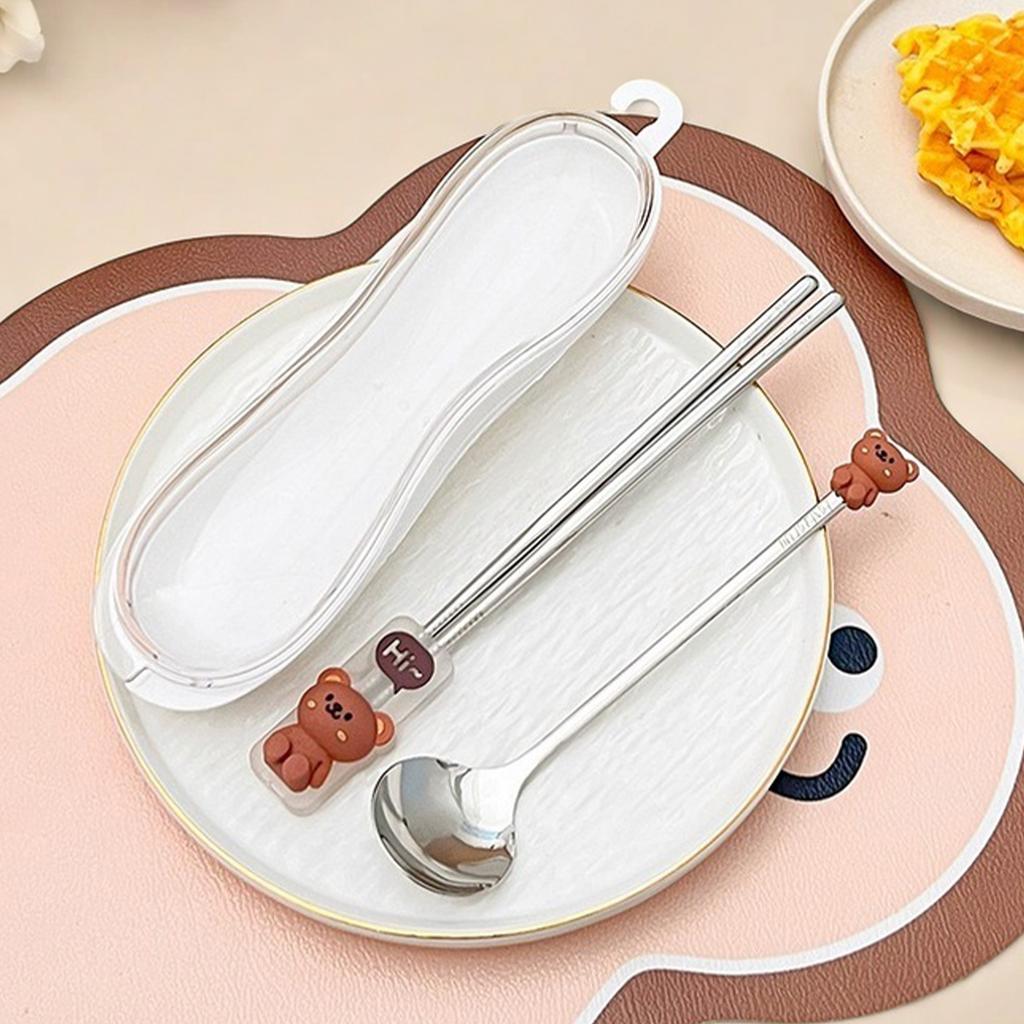 New Portable Cute Dinnerware Sets 316 Stainless Steel Fork Spoon Chopstick Set With Cutlery Box Reusable Tableware Set