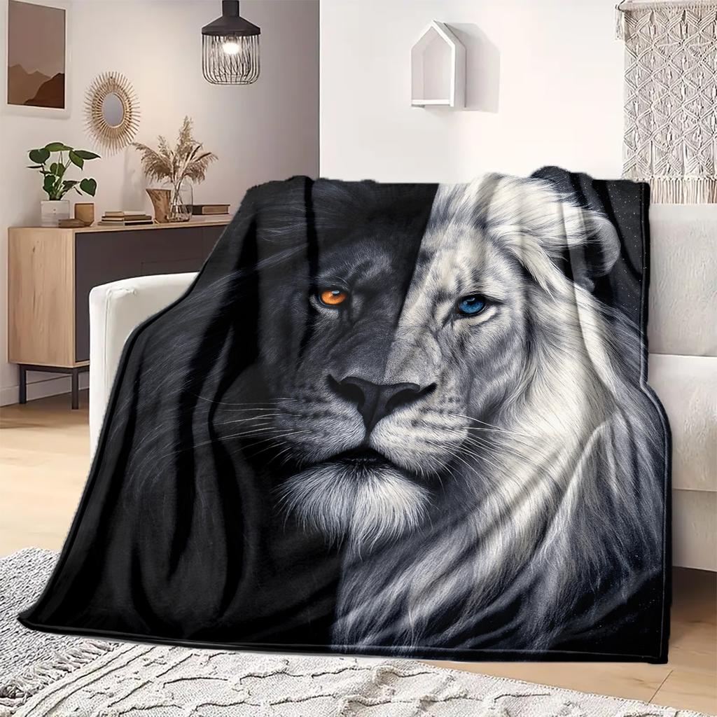 1 ks Flanelová deka s kresleným potiskem, Vysoce kvalitní, Pohodlná pro všechna roční období, Domácí dekorace, Teplo a pohodlí, Perfektní jako vánoční dárek k narozeninám