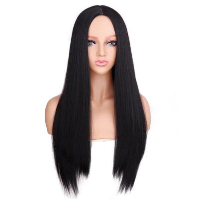 Ladies Long Straight Hair Synthetic Wig Cosplay Wig Black Middle Layer Heat-resistant Glueless Wig