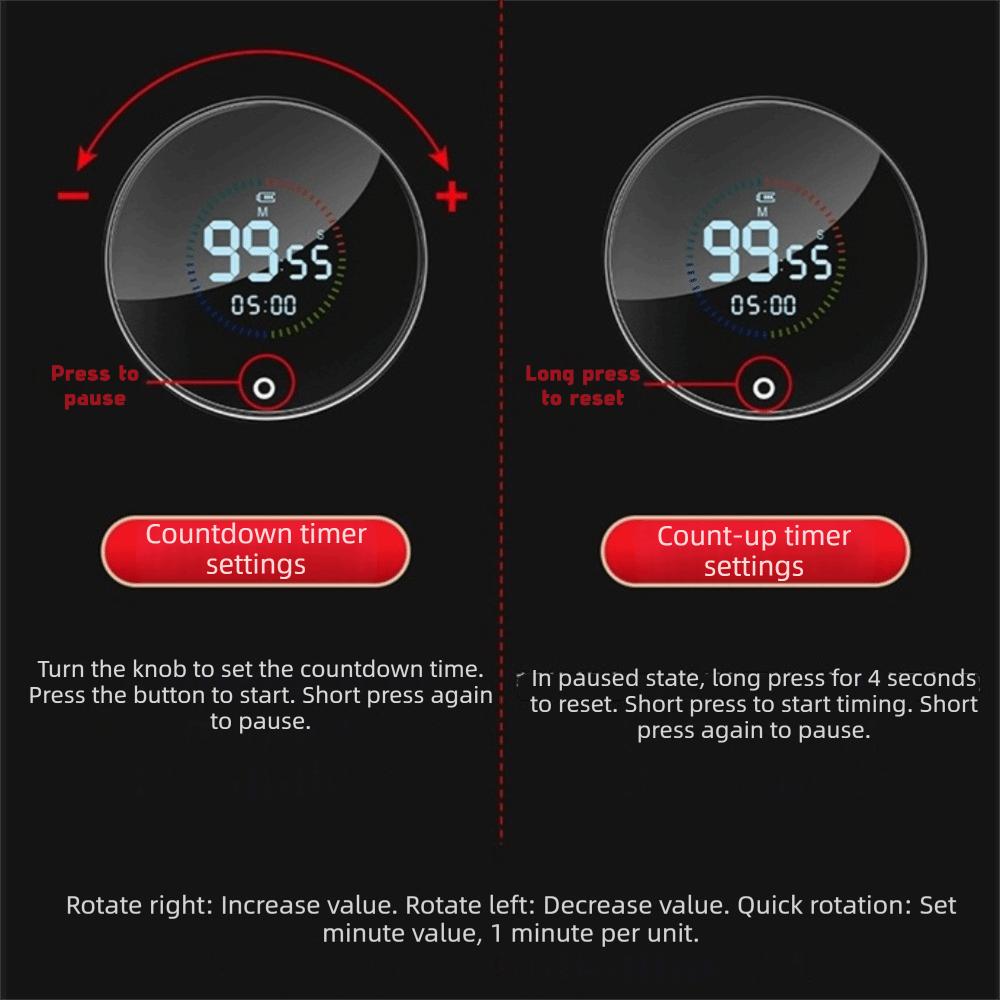 Magnetic Kitchen Timer Intelligent Digital Timer Stopwatch Magnetic Rotary Timer  Baking