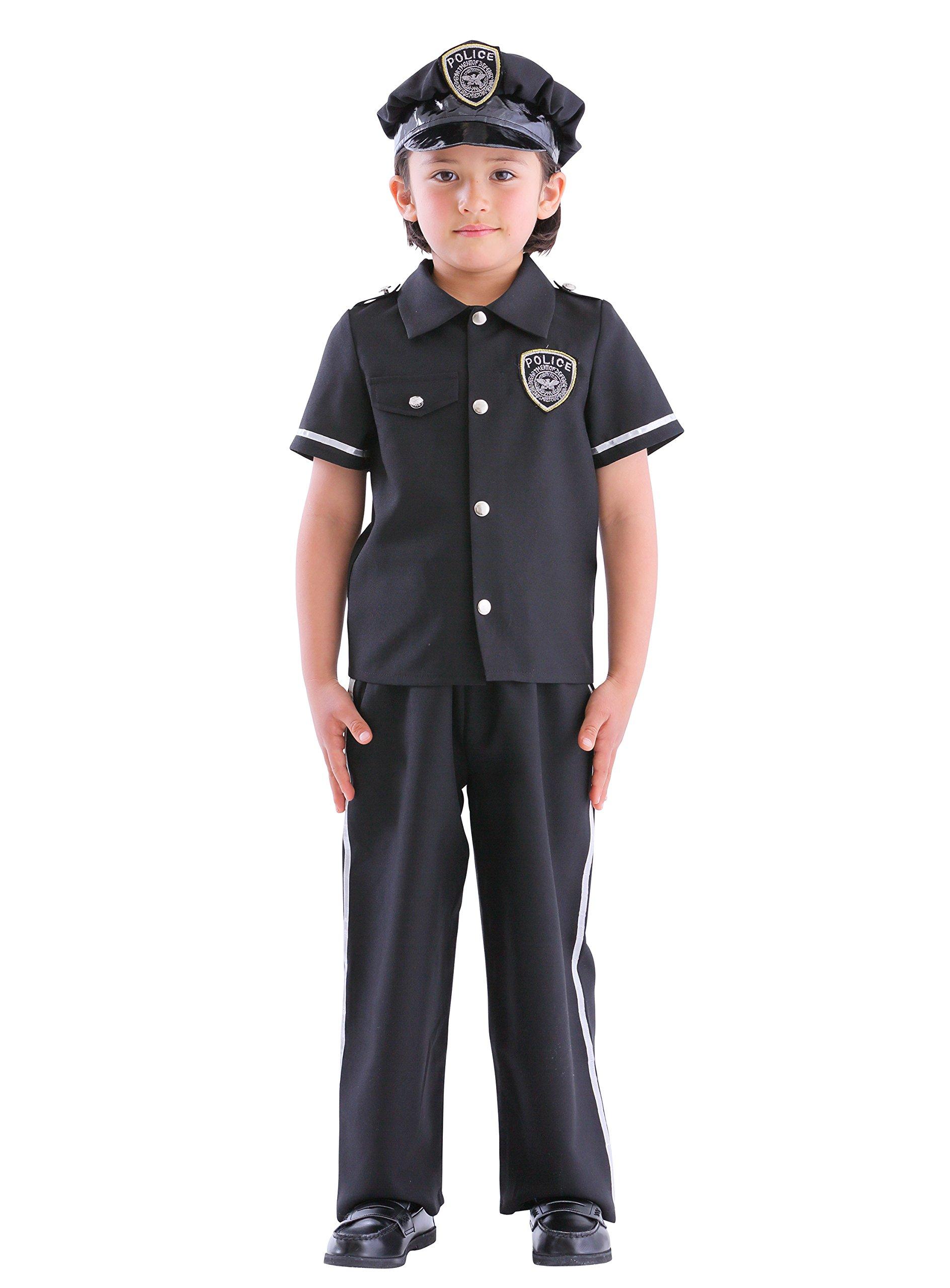 Clearstone Halloween Super Policeman Costume for Kids, 120cm, Boys, Black