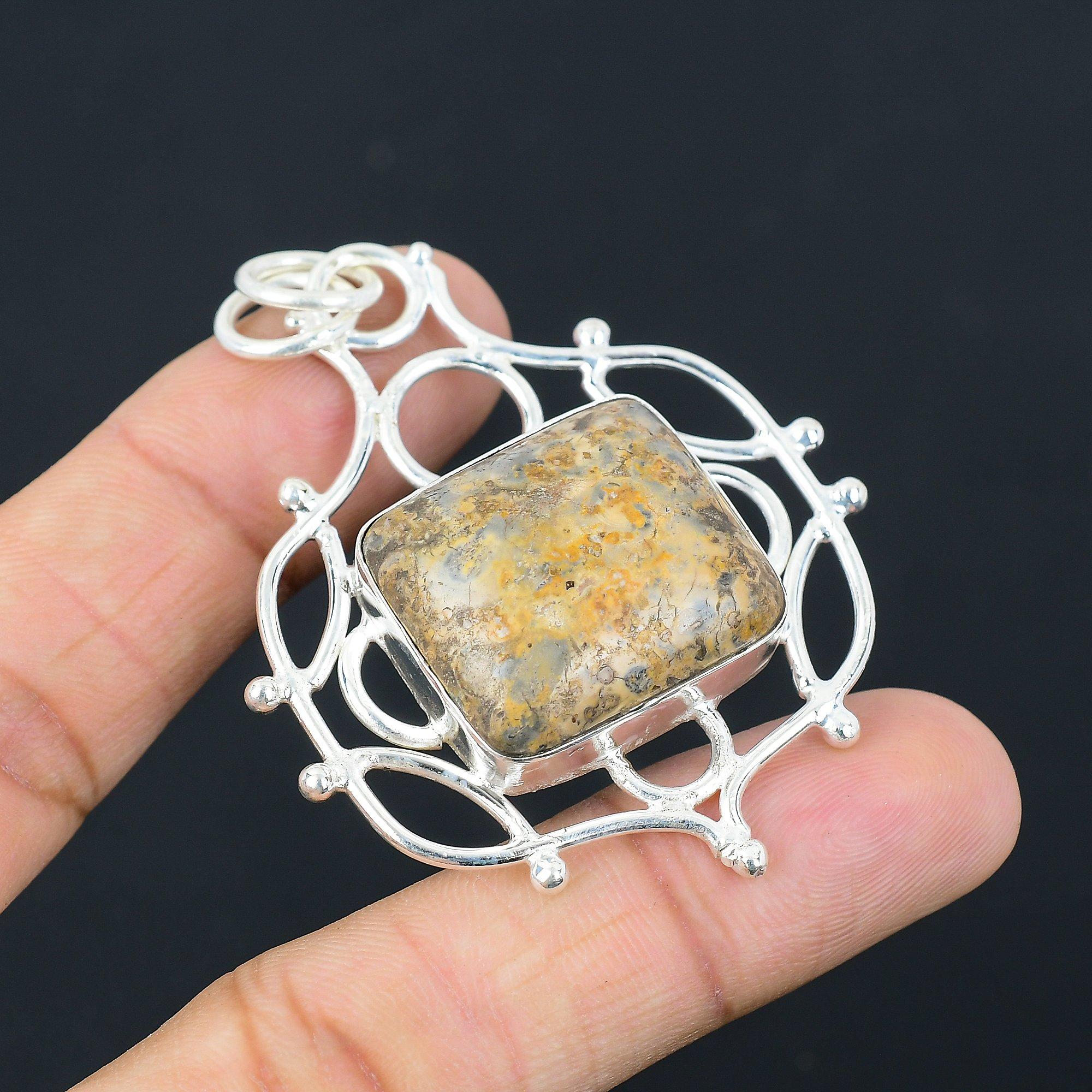 Mothers day Deal Sterling Silver Ocean Jasper Stone Anniversary Pendant Jewelry