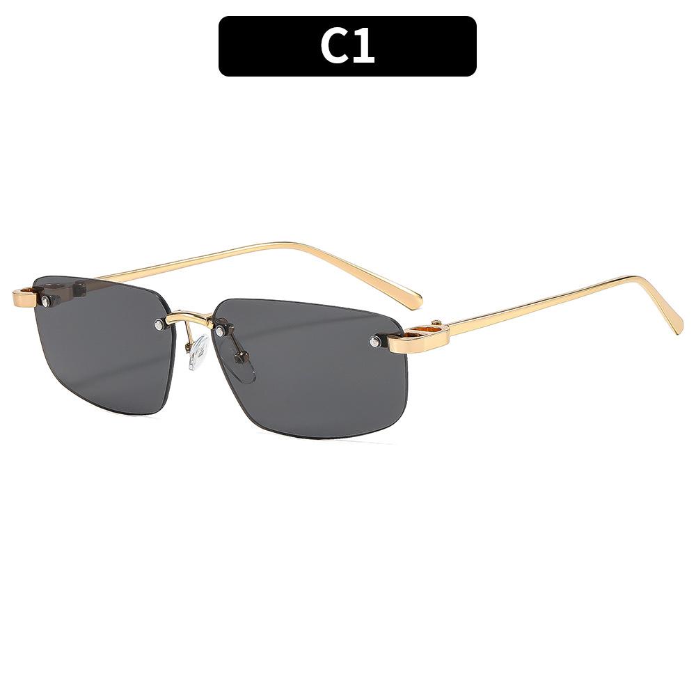 Fashion Korean Version Of The New Frameless Metal Square Sunglasses High Sense Casual Versatile Sunglasses Internet Celebrities With The Same Glasses