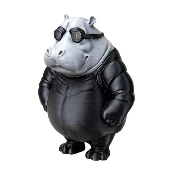

Funny Cool Hippo Figurine 3D Printed Hippopotamus in Sunglasses Statue Novelty Animal Sculpture for Home Office Desk Decor чёрный