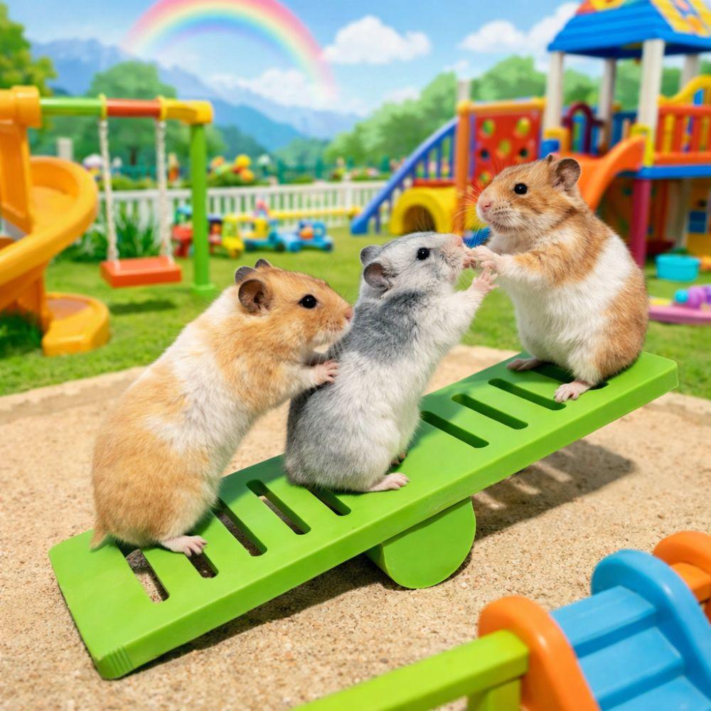 Plastic Hamster Seesaw Toy Colorful Rodents Seesaw Small Animal Toys  Cage Environment