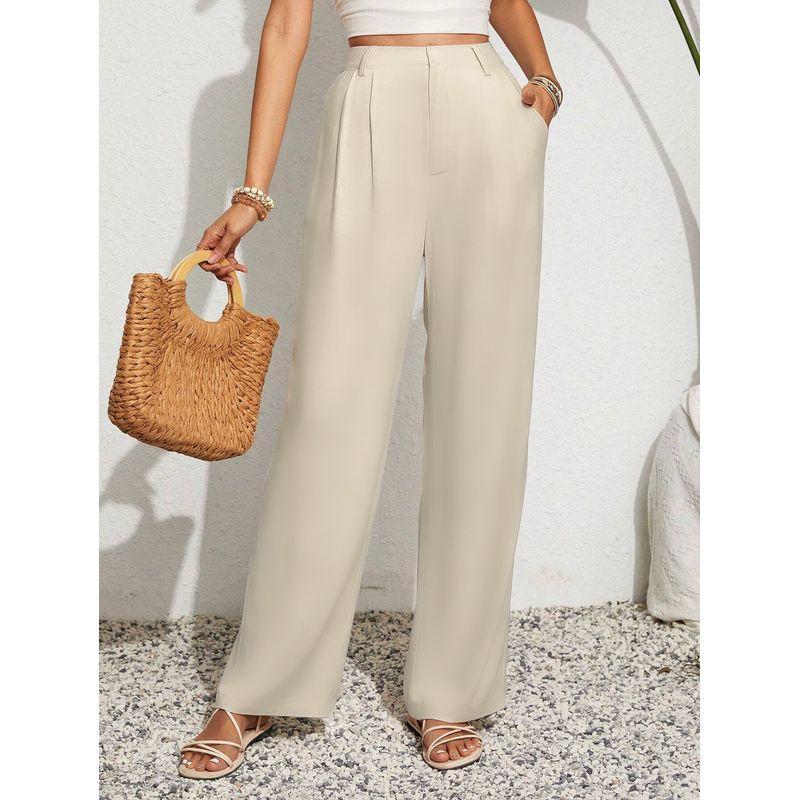 

Autumn New Arrival Fashion Wind Fashion Commuter Ol Professional Pure Color Minimalist Straight All-Matching Casual Suit Pants 6001-1 apricot(Figure) XL