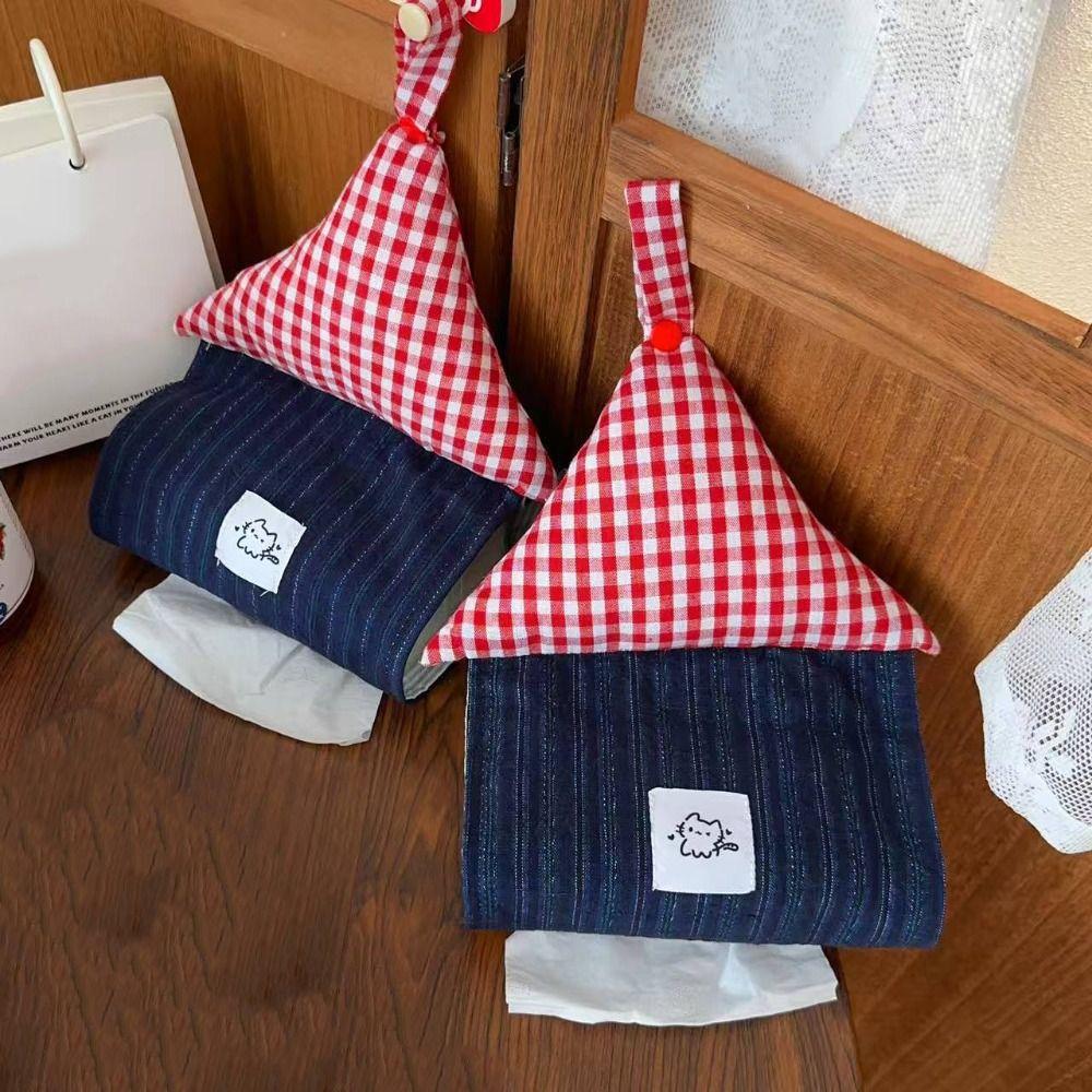 House Shape Hanging Tissue Bag Cartoon Reusable Wall Hanging Napkin Dispenser Cute Space Saving Car Napkin Box Dormitory