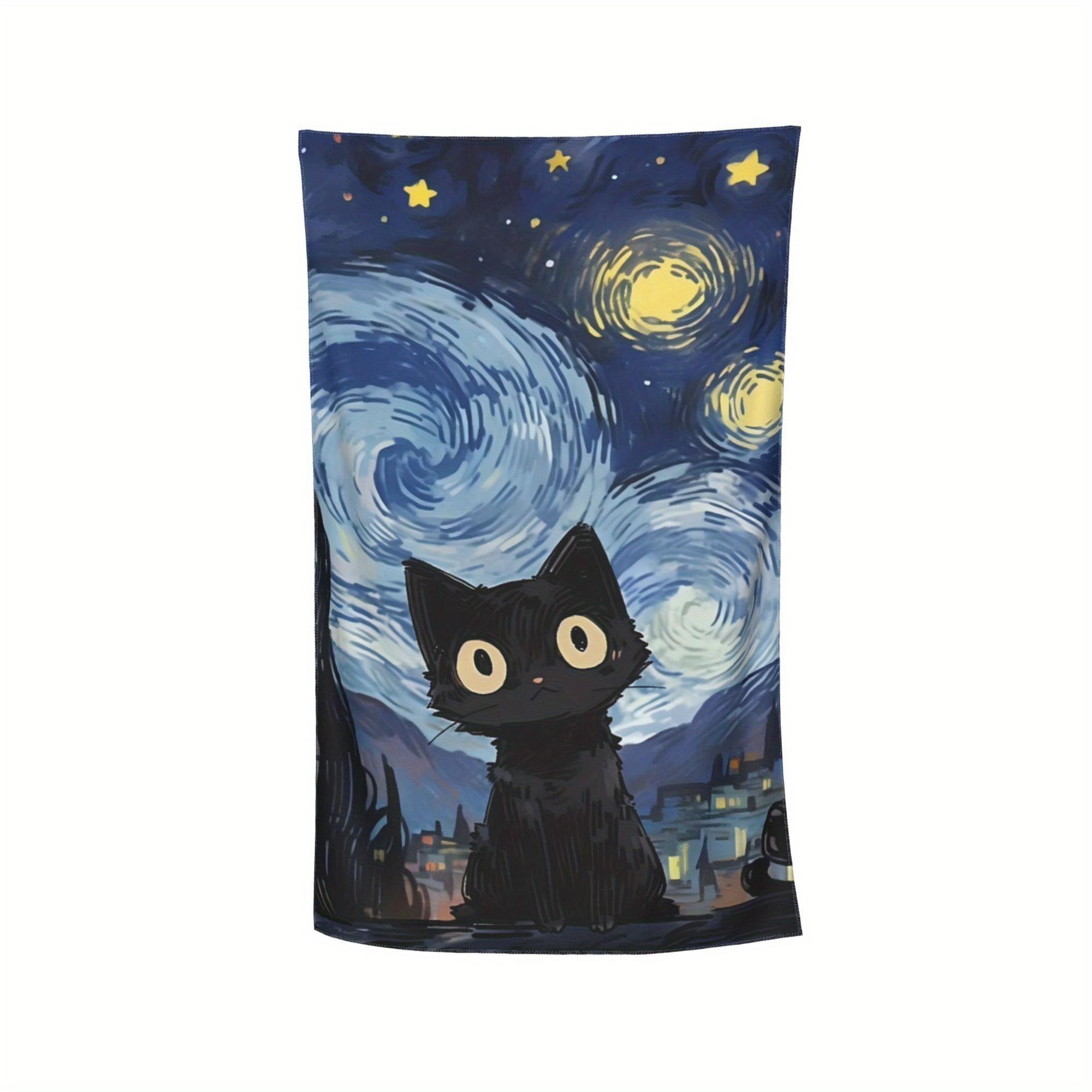

Starry Night Cat Bath Towel - Soft,Exceptionally Absorbent,Unique Artwork for Cozy Home Decor & Perfect Gift Idea for Cat Lovers 50x100cm