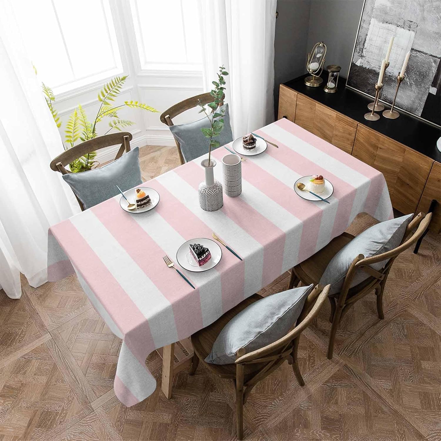 Boho Saliegroen Gestreept Rechthoekig Tafelkleed Wit Geometrisch Patroon Feest Keuken Eettafel Decor 50x50cm napkin