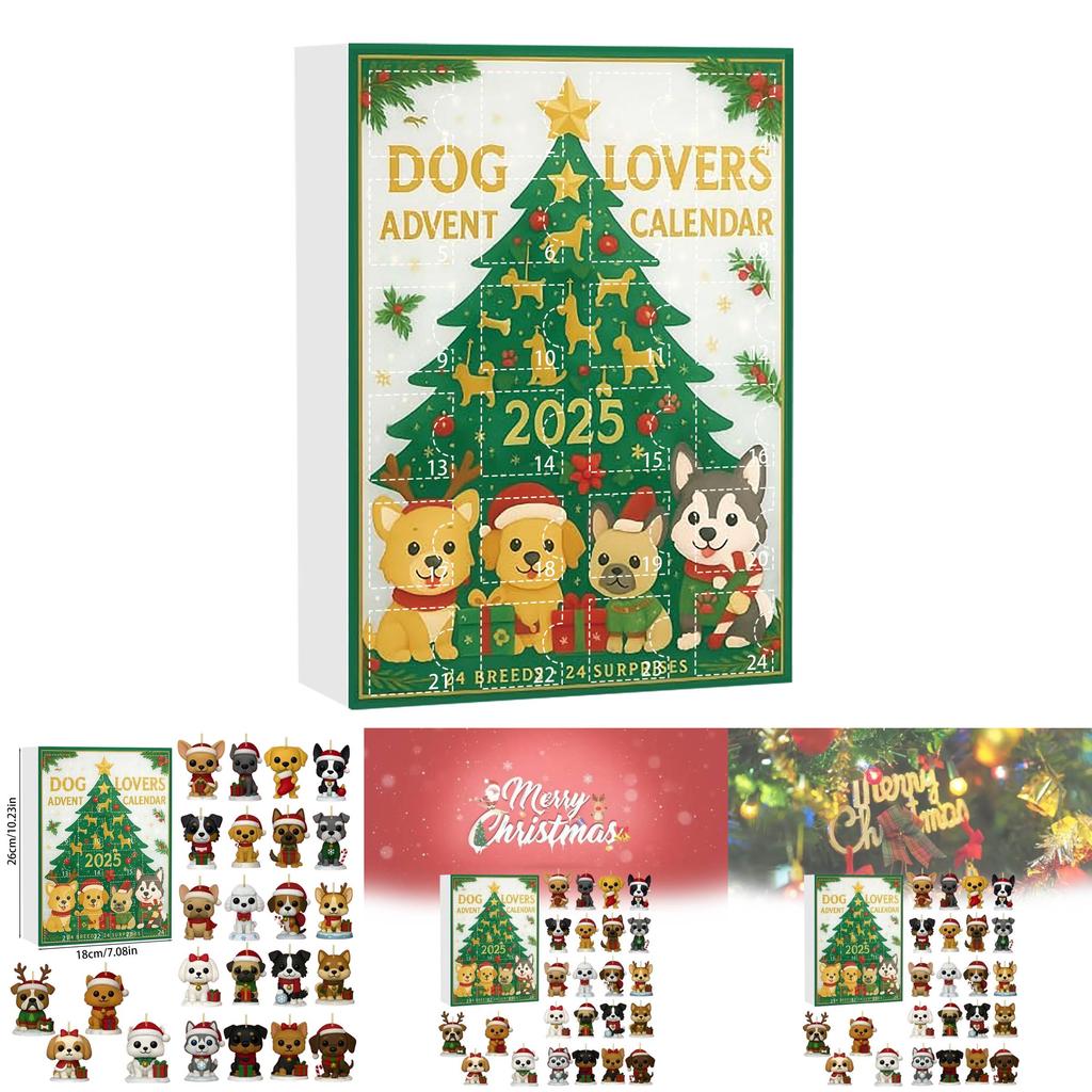 Christmas Dog Series Advent Calendar With Acrylic Ornaments For Gift Giving And Home Decor