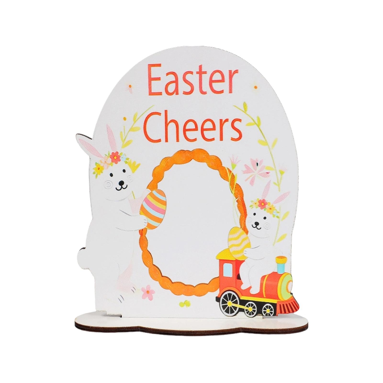 

Easter Wooden Table Sign - Cute Bunny Pattern Decorative Plaque, Spring Centerpiece & Shelf Decor For Home, Gift One Size