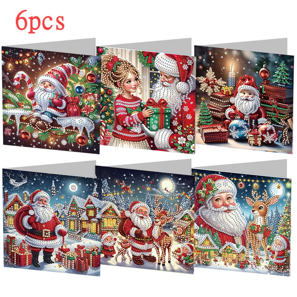 1-12Pc Christmas Diamond Handmade Card Diamond Painting Card Diamond Diamond Painting Cross Stitch Card for Christmas Gifts