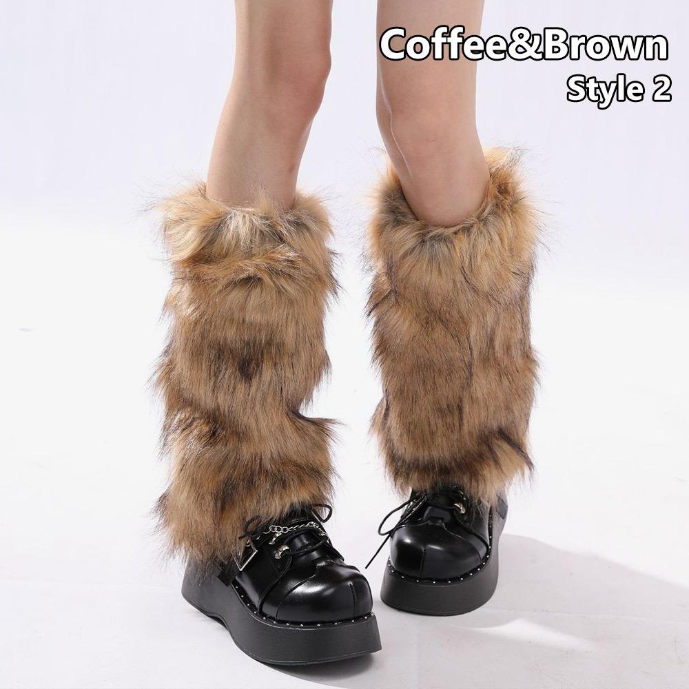 Y2k Zimní návleky na nohy Huňaté návleky na nohy Módní ponožky do bot Dámské Dívčí