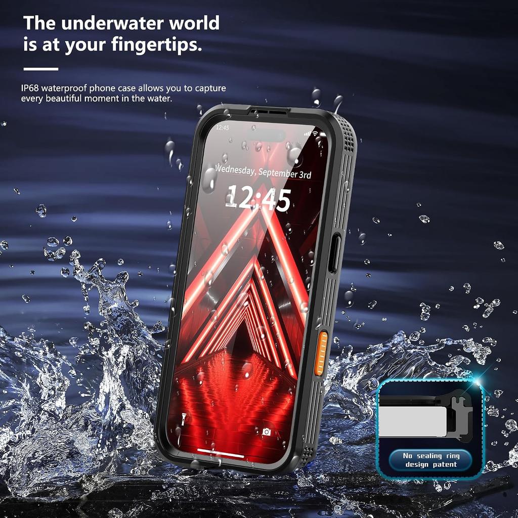 Magnetic Clear Cover for IPhone 17 Pro Max 16 Plus Air Case IP68 Waterproof Built-in Screen Film Underwater Full Body Protection