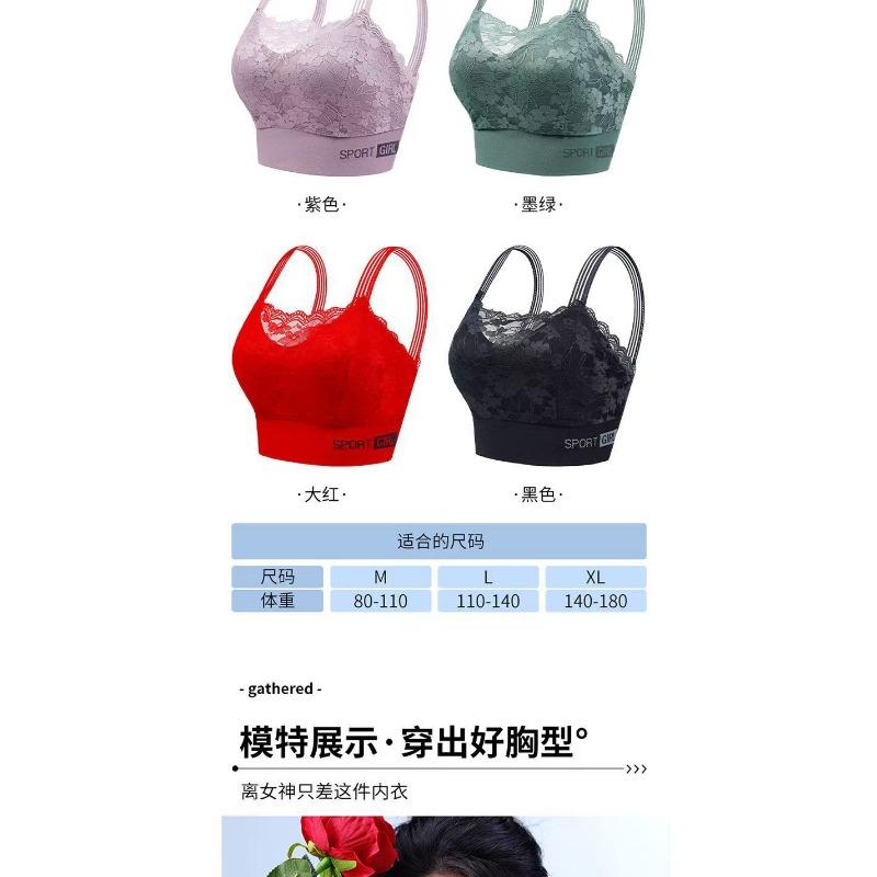 Wireless Chest Padded Plus Size Lace Beauty Back Bra For Women