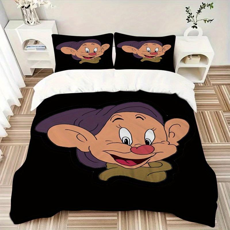3pcs Snow White Dopey Cartoon Bedding Set Includes 1 Quilt Cover and 2 Pillowcases, Comfortable Bedding W093
