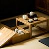 Mesa de Chá de Bambu Zen Japonesa e Escrivaninha para Peitoril de Janela Tatami, Caixa de Armazenamento Multifuncional para Conjunto de Chá, Decoração Minimalista para Casa