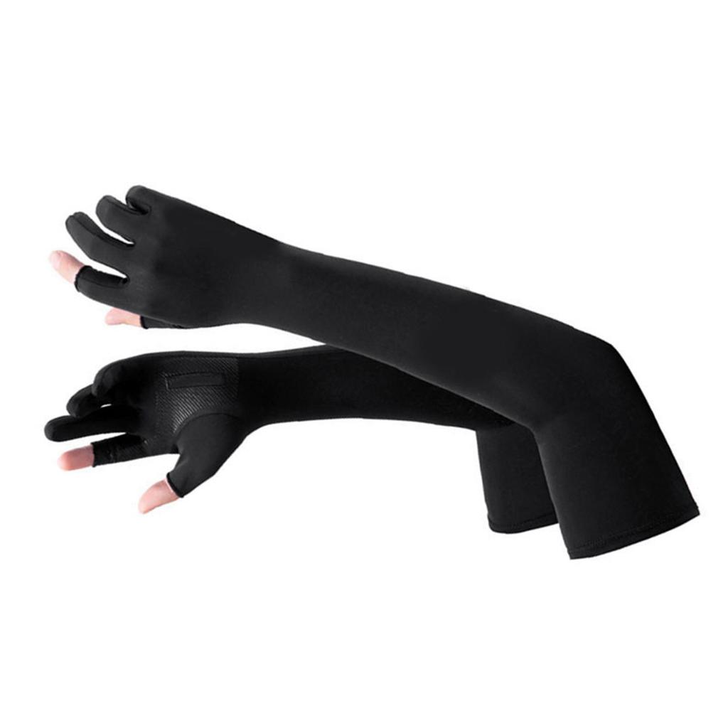 Ice Silk Arm Sleeves Slip Resistance Lengthened UV Protection Arm Cooling Sleeves for Cycling Outdoor Fishing Driving