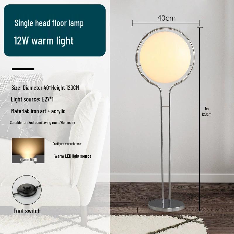 Nordic Mid-Century Bauhaus Sphere Floor Lamp – Minimalist Designer Bedside Light