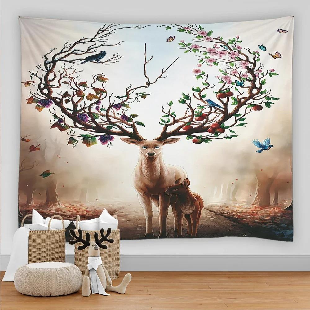 Forest Elk Decorative Tapestry Home Wall Decor Office Living Room Tapestry