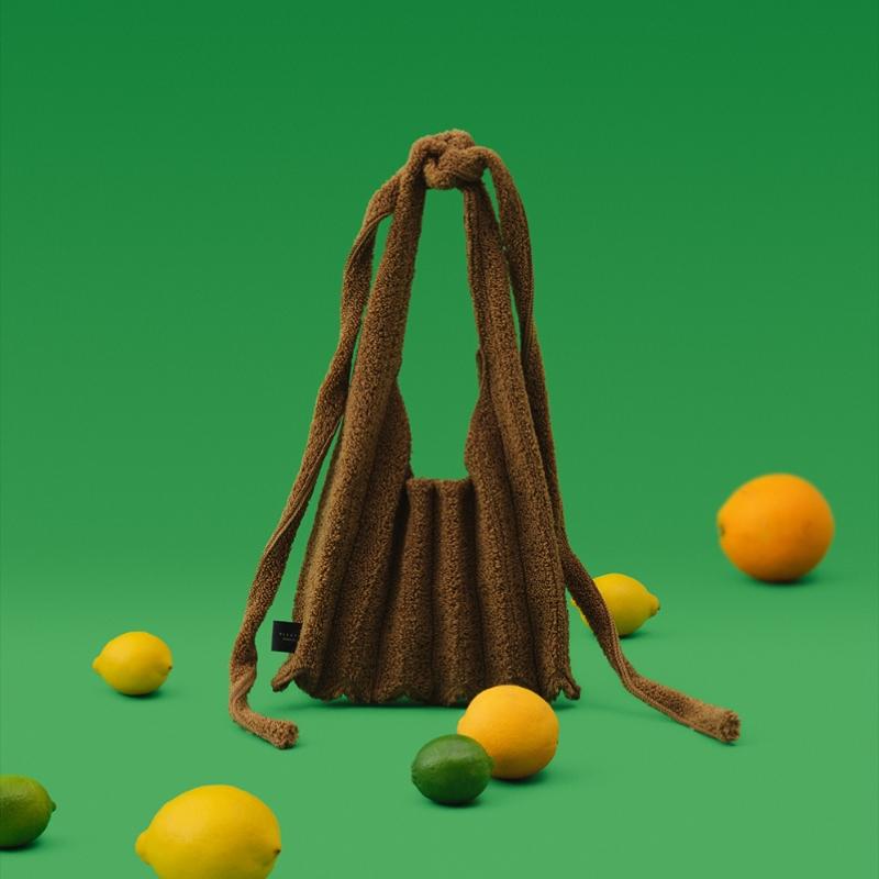Pleatsmama Denim Blue Poodle Shoulder Bag