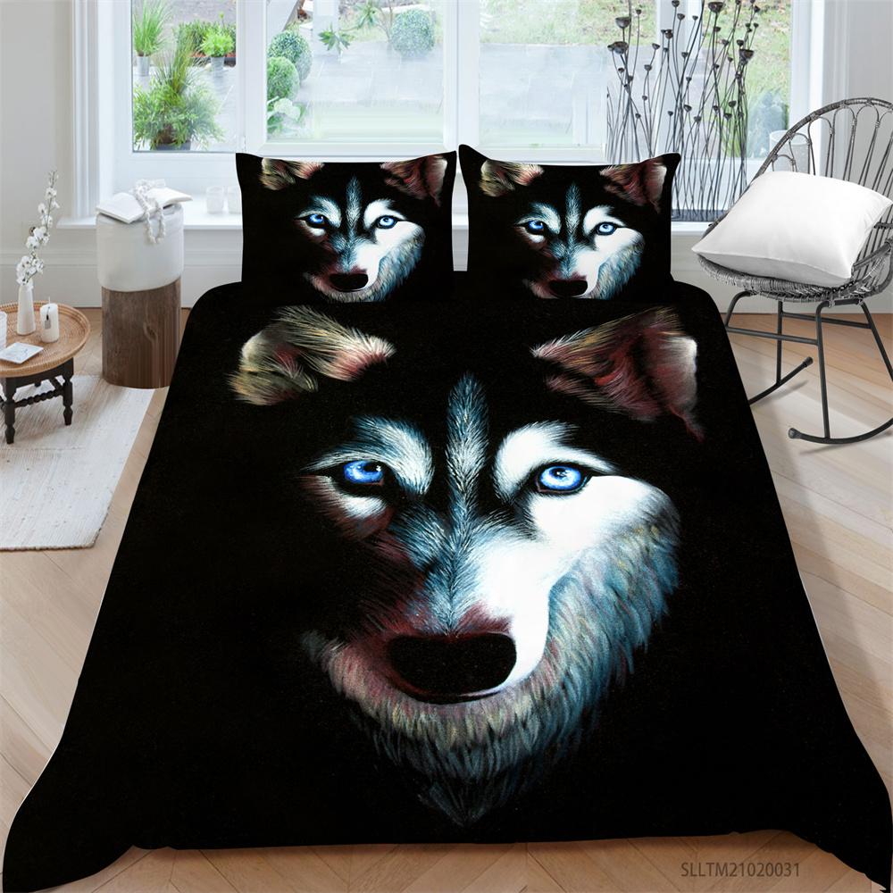 Sada povlaků na přikrývku Wolf Bytový textil s povlakem na polštář Zvířátka Sada povlaků na přikrývku King size povlečení