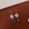 Super Flash Zircon Flower Water Drop Long Earrings Temperament Light Luxury Sweet Set Earrings