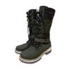 Winter new medium women's boots round head square heel leather buckle wool Martin boots large size snow boots