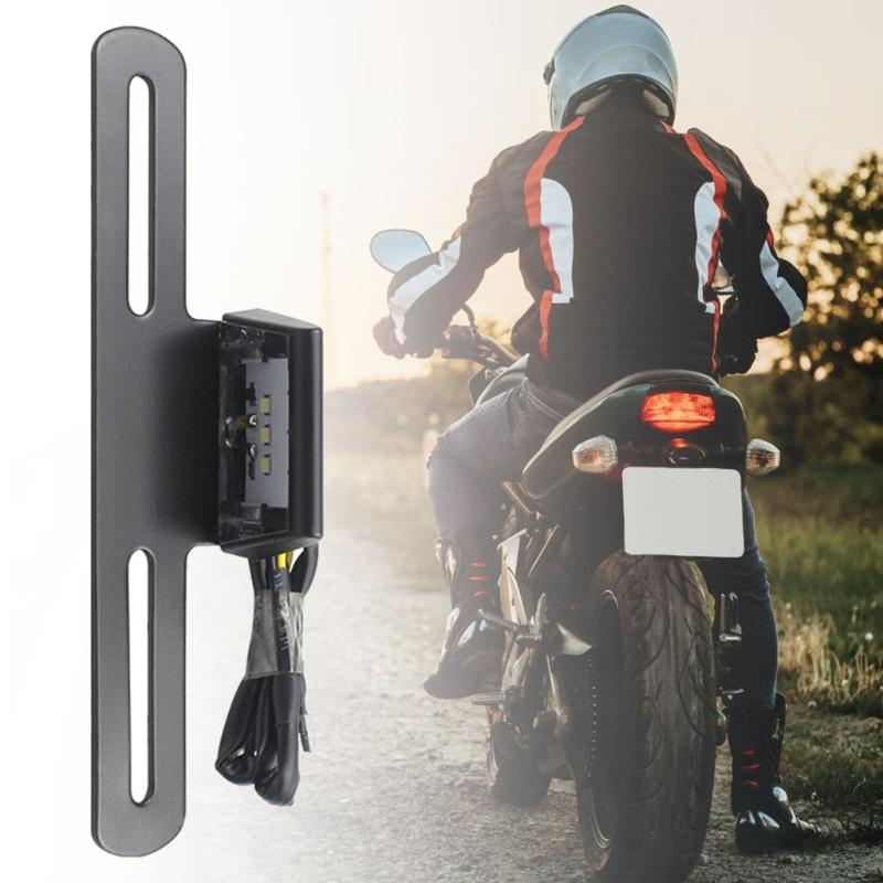 Aluminum Motorcycle License Number Plates Holder Frame with LED Light Tail Lamp LED Light Bracket
