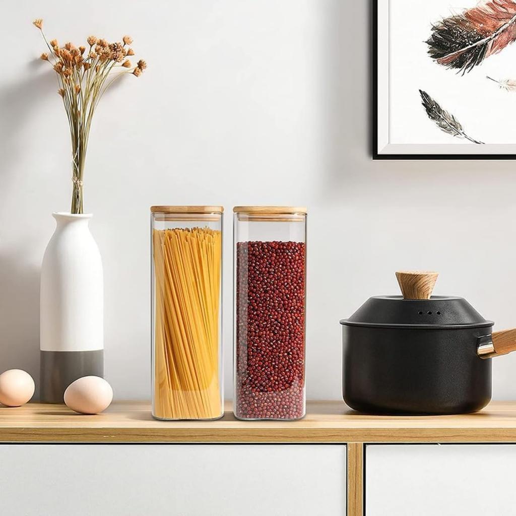 Voorraadpotten Glazen Voorraadpotten Glazen Container Opslag Pasta Opbergdoos Keuken Spaghetti Luchtdichte Container met Deksel Pasta