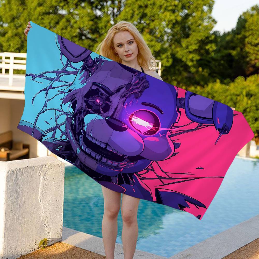 Classic Horror Game F-NA-F Microfiber Printed Beach Towel Mountain Climbing Yoga Beach Swimming Running Absorbent Soft Towel