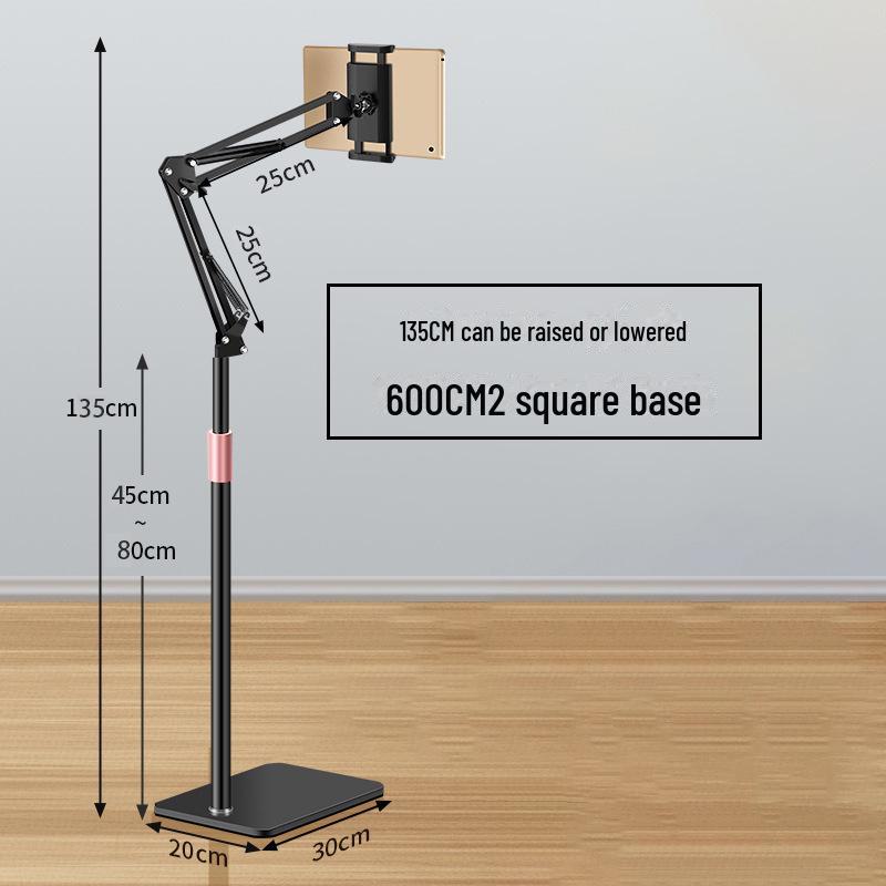 

Телескопический напольный консольный кронштейн с шаровой головкой для телефонов и планшетов 135cm square bottom, mobile phone clip чёрный