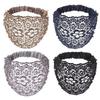 Kvinner hult pannebånd Blomstermønster skinnende rhinestones Faux Pearls Hårbånd Høy elastisk bred hårholder