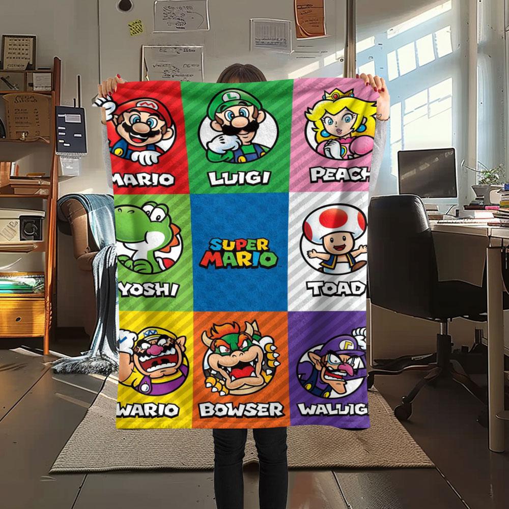 Super Mario Cartoon printing Flannel Blanket Bedroom Sofa Camping Warm blanket Gifts for family and friends-MJ010