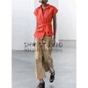 Spring New Temperament Work Clothing Lapel Short Sleeve Poplin Shoelace Shirt 4043050 9479048 3360