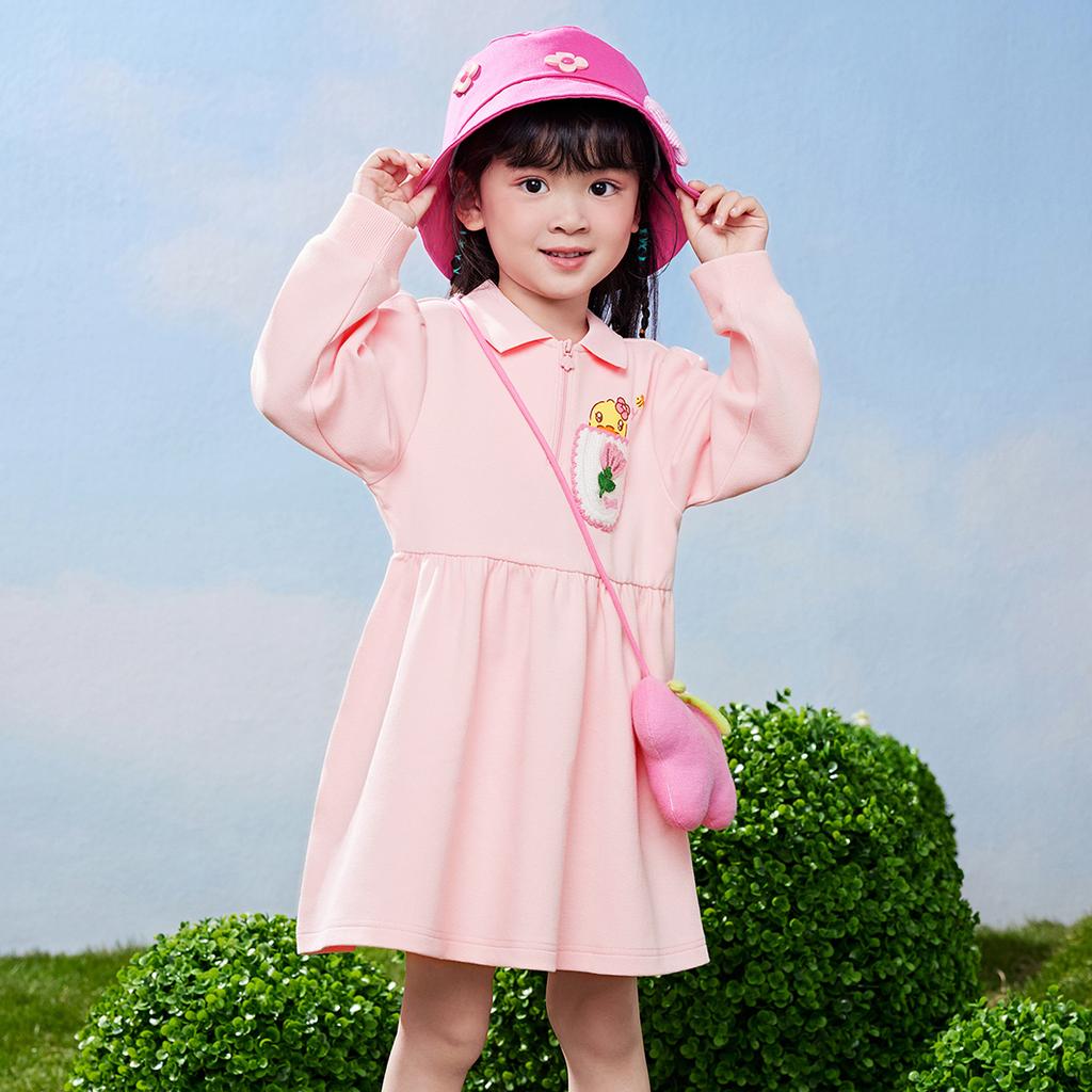 B.DUCK Little Yellow Duck Children's Wear 2025 New Sweet Girl Collar Dress